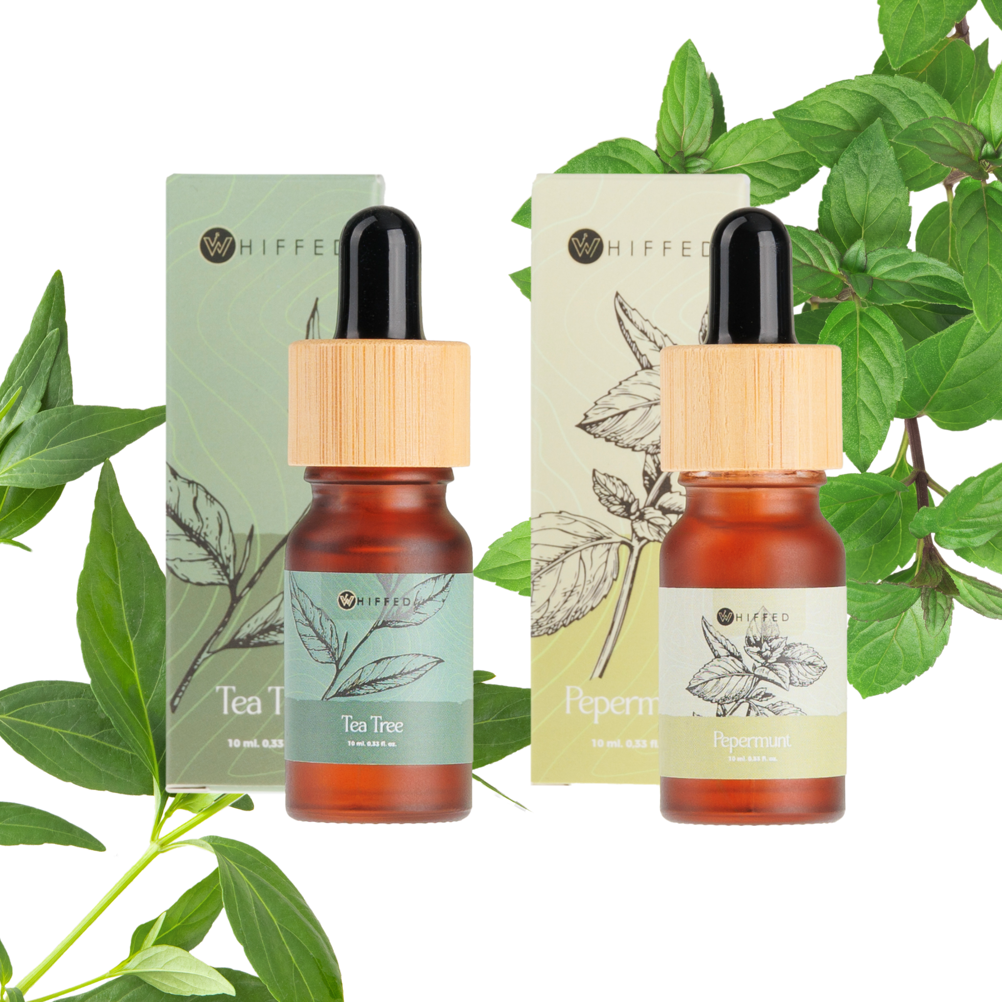 Duo Pakket: Tea Tree & Pepermunt Etherische Olie (10ml) - Whiffed